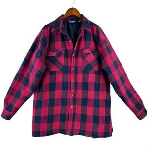 Vintage Men’s Buffalo Plaid Lined Shirt Jacket Size XL Quilted Lining